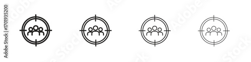 Target audience icons. thin line symbols in strokes