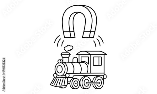 Magnetic levitation train concept illustration for educational posters and design