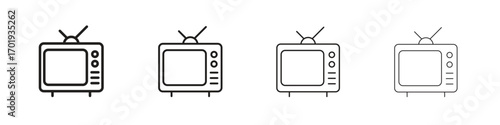 TV icons. thin line symbols in strokes