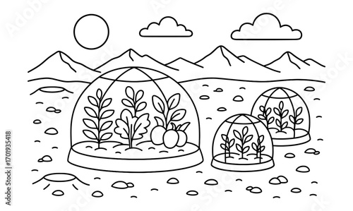 Mars greenhouse coloring page – simple design for educational and recreational activities