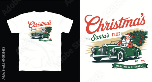 Merry Christmas Santa's new typography t shirt vector design print , Christmas t shirt design, tee print, t-shirt design, Christmas Joy, Poster, Gift print