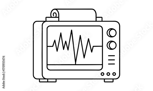 Seismograph line art for kids’ educational coloring activity and science learning