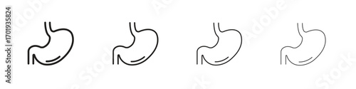Stomach icons. thin line symbols in strokes