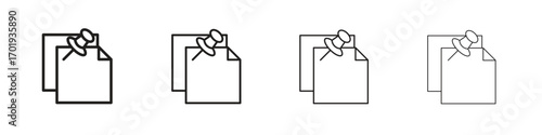 Sticky notes icons. thin line symbols in strokes