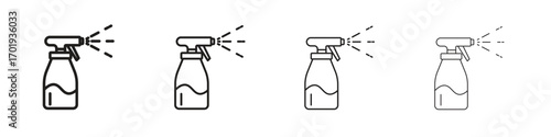 Spray bottle icons. thin line symbols in strokes