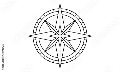 Outline compass rose design for navigation themes and graphic projects