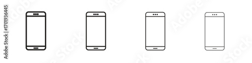 Smartphone icons. thin line symbols in strokes