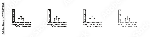 sea level icons. thin line symbols in strokes