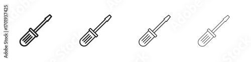 Screwdriver icons. thin line symbols in strokes