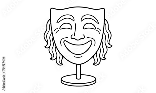 Greek theater mask illustration for classical art and drama themes in design and creative projects