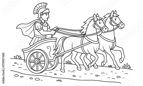Roman chariot coloring page for kids - historical education and creative fun