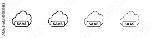SaaS icons. thin line symbols in strokes