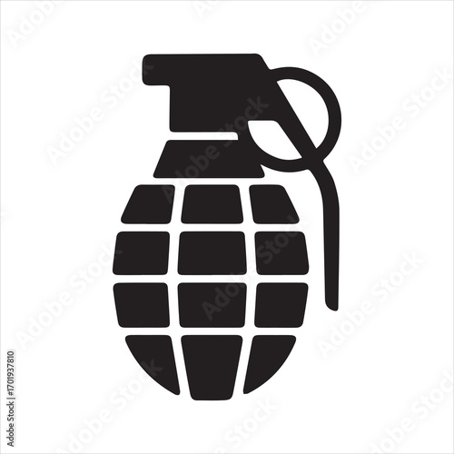 Hand Grenade icon silhouette vector with white background