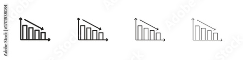 Reduction chart icons. thin line symbols in strokes