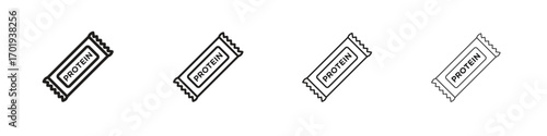 Protein bar icons. thin line symbols in strokes