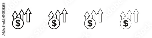 Profit growth icons. thin line symbols in strokes