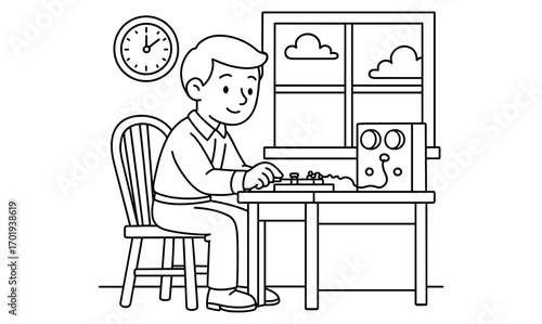 Vintage telegraph office scene illustration for educational use or historical design