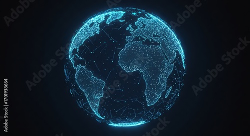 Digital network globe with data connections, futuristic IT concept, isolated PNG style