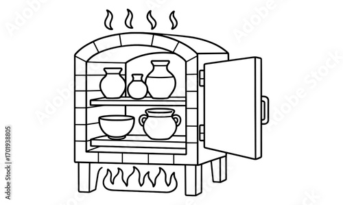 Simple pottery kiln illustration for craft and design projects