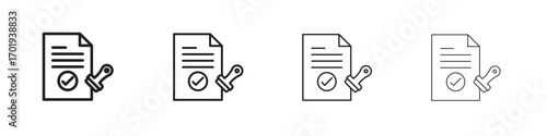 Permit icons. thin line symbols in strokes