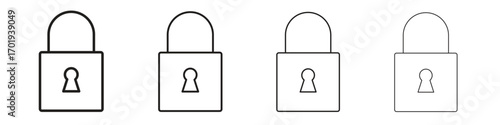 Padlock icons. thin line symbols in strokes