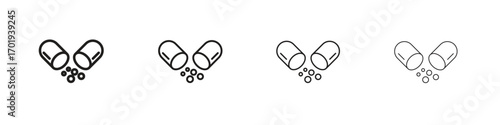 Open Capsule icons. thin line symbols in strokes