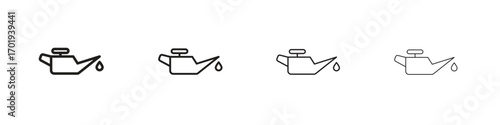 Oil can icons. thin line symbols in strokes