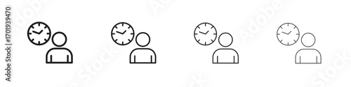Office hours icons. thin line symbols in strokes