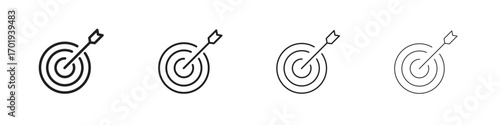 Objectives icons. thin line symbols in strokes