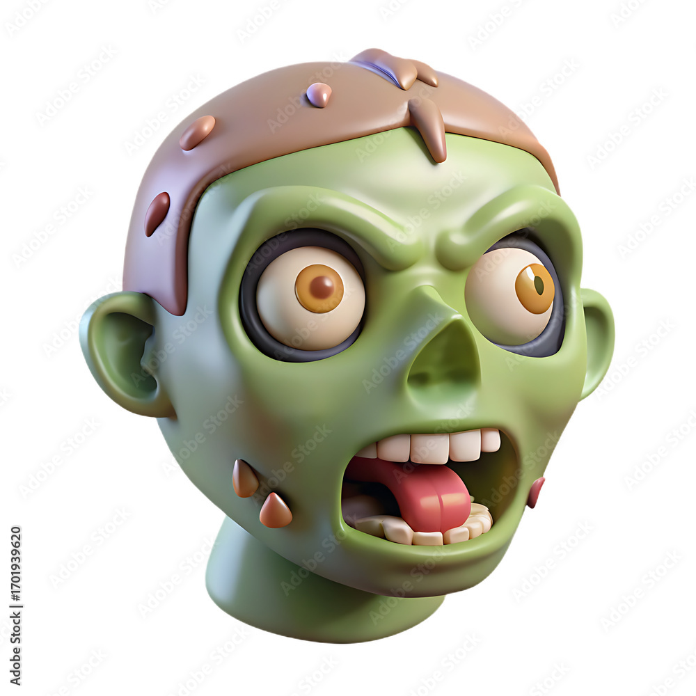 Fototapeta premium Zombie Head with Cracked Skull Wallpaper