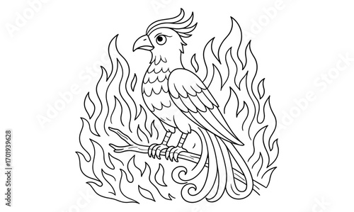 Majestic phoenix coloring page for relaxation and creativity