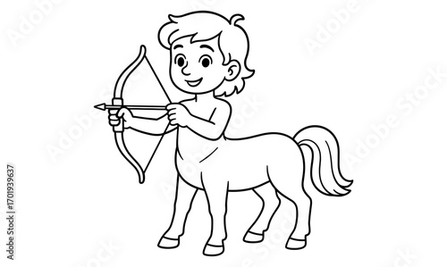 Charming centaur archer outline for children's coloring pages