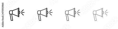 Megaphone icons. thin line symbols in strokes