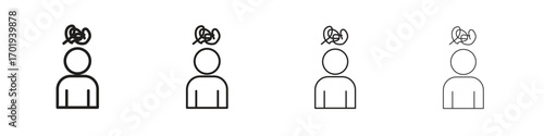 Mental disorder icons. thin line symbols in strokes