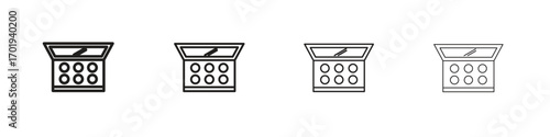 Makeup palette icons. thin line symbols in strokes