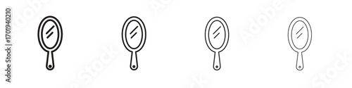 Makeup mirror icons. thin line symbols in strokes