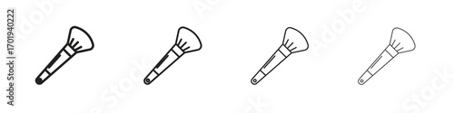 Makeup brush icons. thin line symbols in strokes
