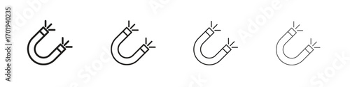 Magnet icons. thin line symbols in strokes