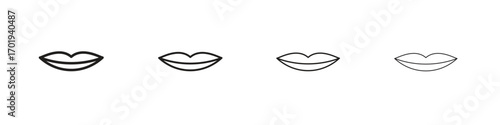 Lips icons. thin line symbols in strokes
