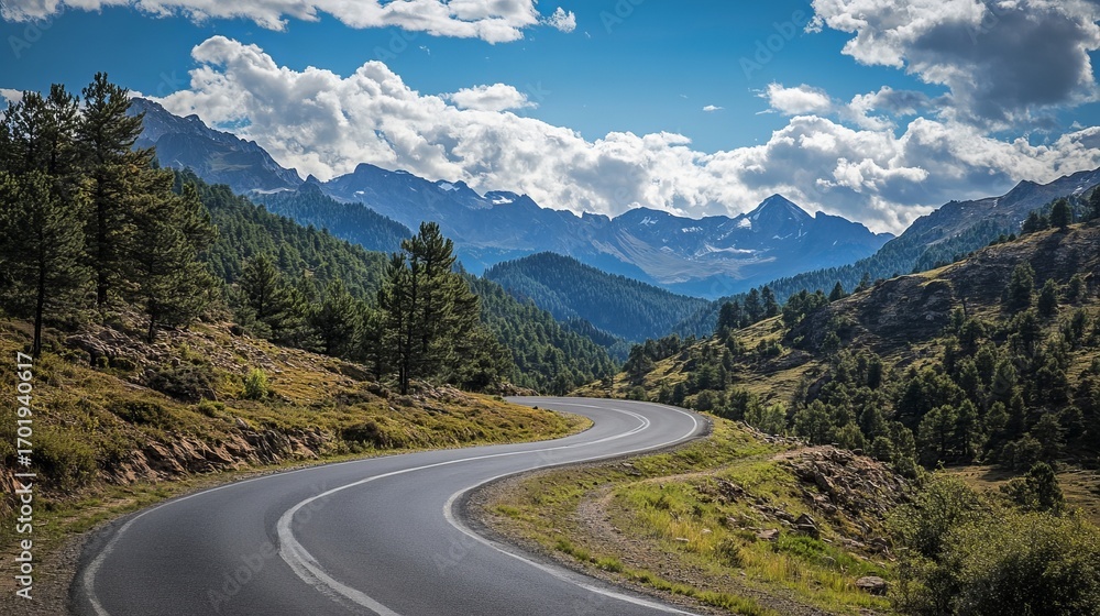 Fototapeta premium Winding road through mountain landscape
