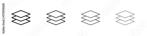 Layers icons. thin line symbols in strokes
