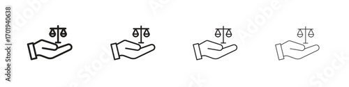 Law icons. thin line symbols in strokes