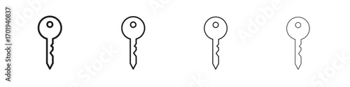 key icons. thin line symbols in strokes
