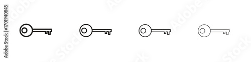 key icons. thin line symbols in strokes