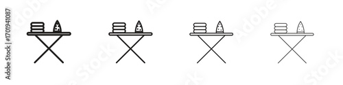 Ironing board icons. thin line symbols in strokes