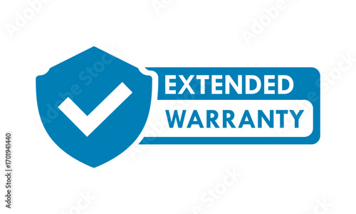 Extended Warranty shield logo. A symbol of protection, security, and service guarantee. Simple flat vector icon isolated for business, retail, and products