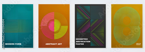 Curated collection of modern abstract geometric posters showcasing dynamic shapes and vibrant color palettes, ideal for contemporary artistic graphic design