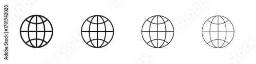 Globe icons. thin line symbols in strokes