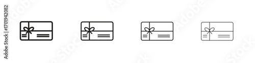 Gift card icons. thin line symbols in strokes