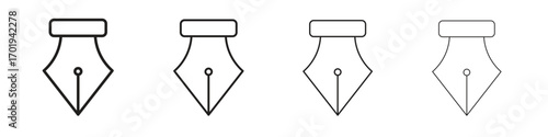 Fountain pen icons. thin line symbols in strokes